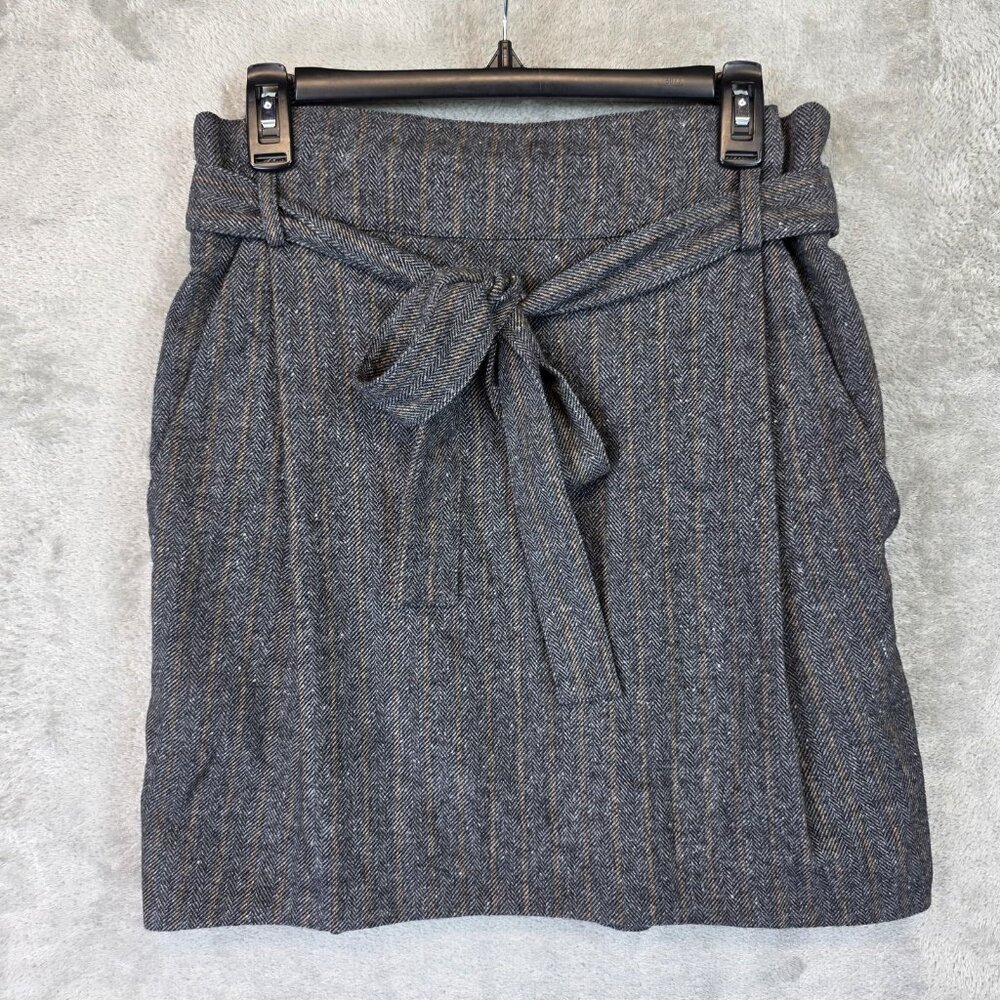 Ulla Johnson Skirt Womens 8 Gray Ash Leo Wool Blend Tie High Waisted NWT $395